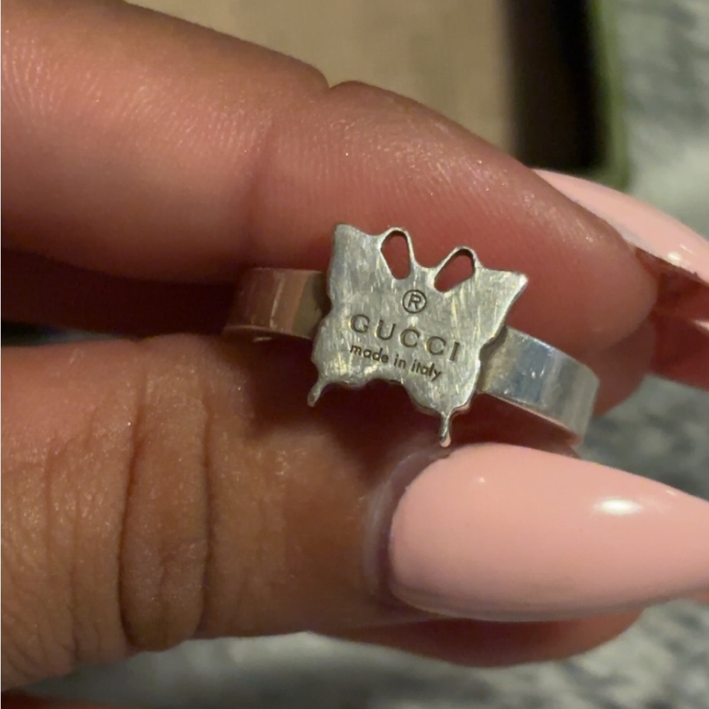 Gucci Silver Butterfly Motif Ring
